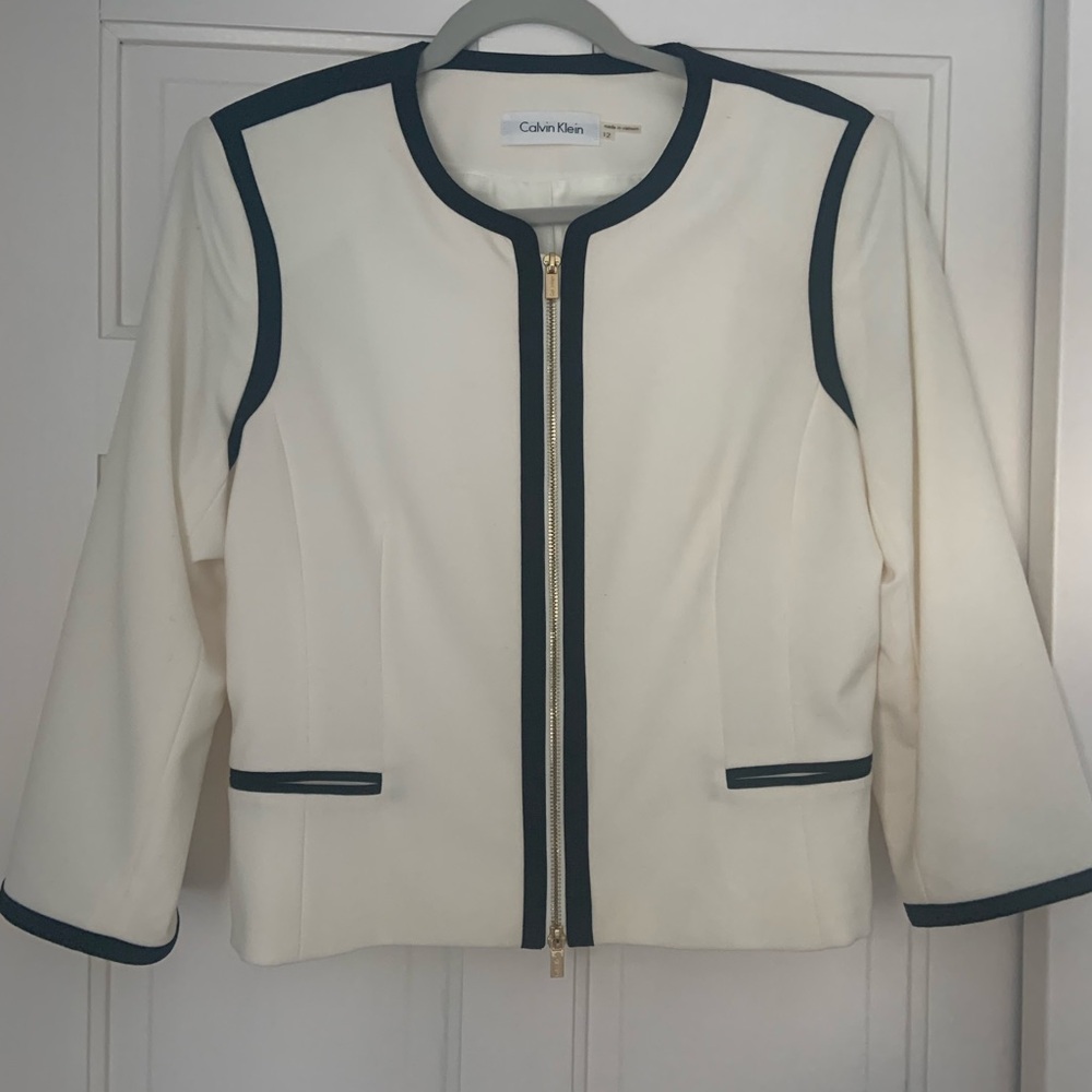 Calvin Klein Cream Blazer with Black Accents
